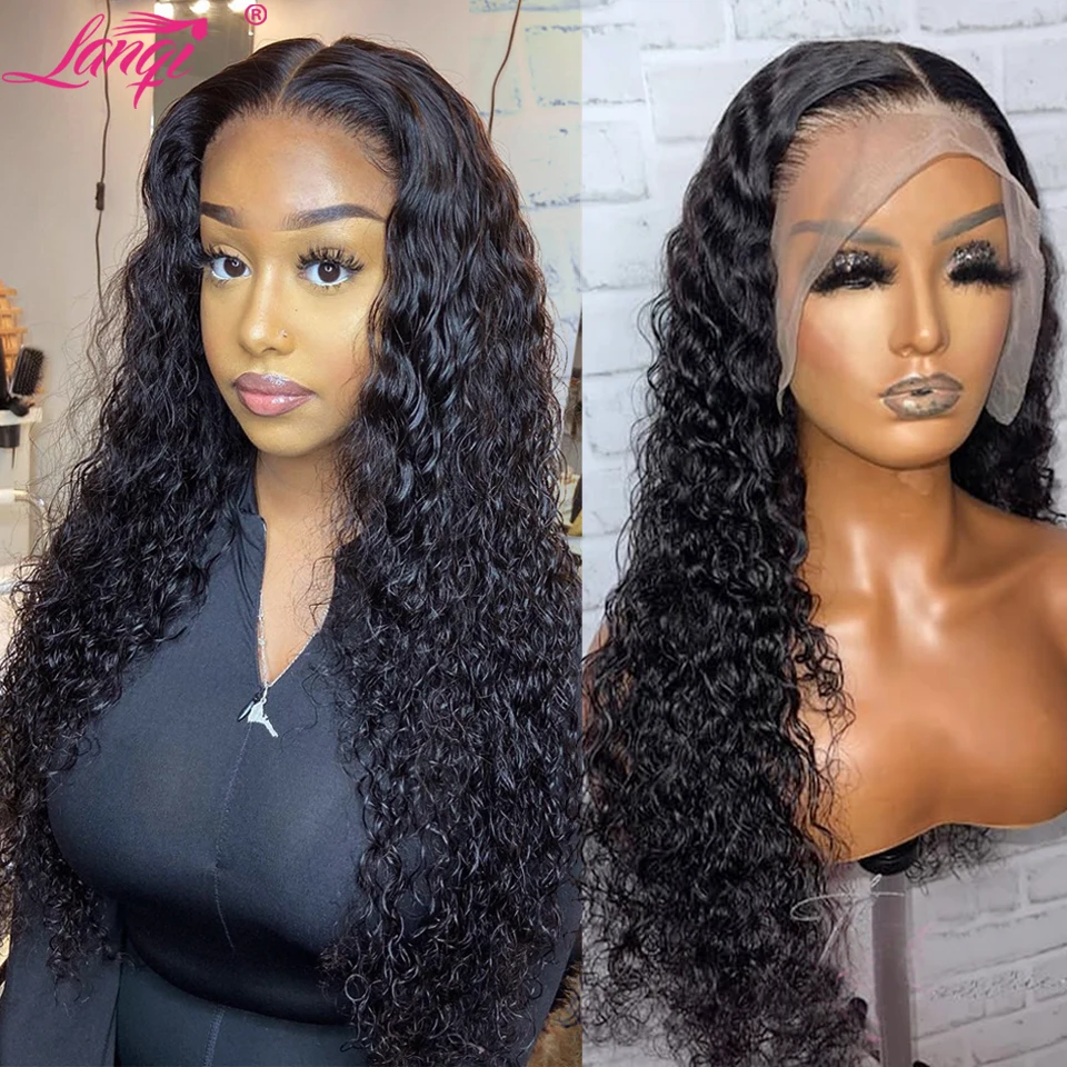 Long Deep Wave Lace Wig Brazilian Deep Curly Lace Closure Wig Pre Plucked 30 Inch T Part Lace Human Hair Wigs For Women