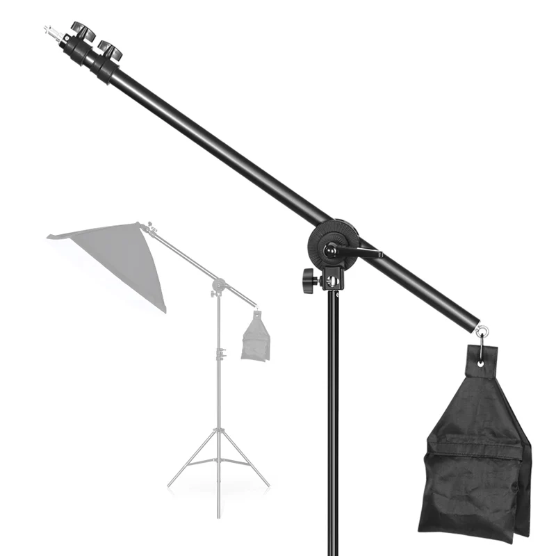 rotatable aluminum adjustable tripod boom with 2m light stand sandbag for studio photography video free global shipping