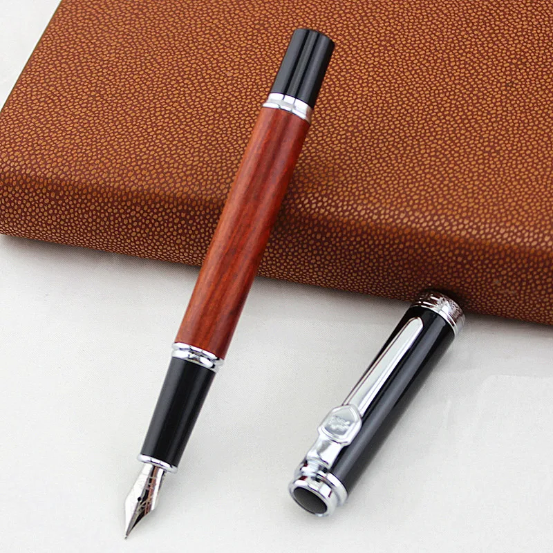 Jinhao 8812 авторучка розовое дерево баррель Винтажный стиль 0 5 мм перо из иридия