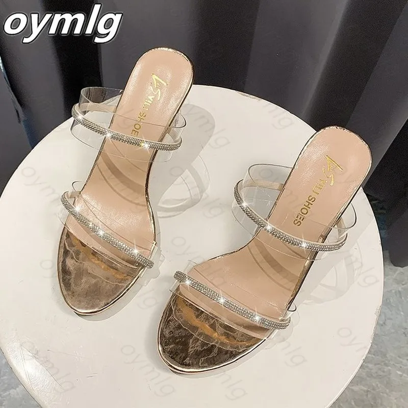 2021 прозрачные женские тапочки на высоком каблуке Новая летняя обувь простые