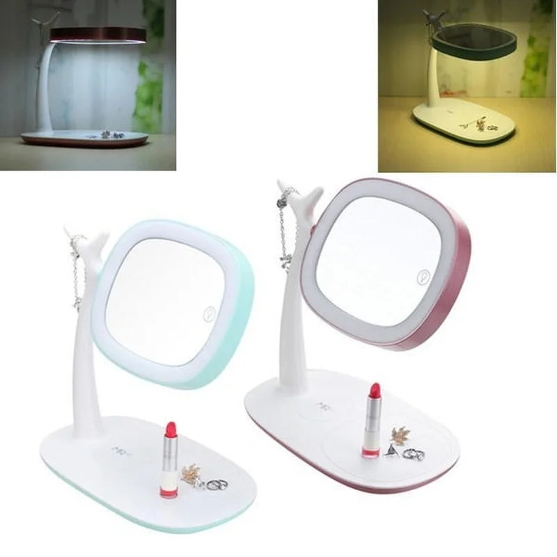 

QI Wireless Charger Makeup Mirror LED Night Light Touch Screen 360 Rotation Desk Lamp