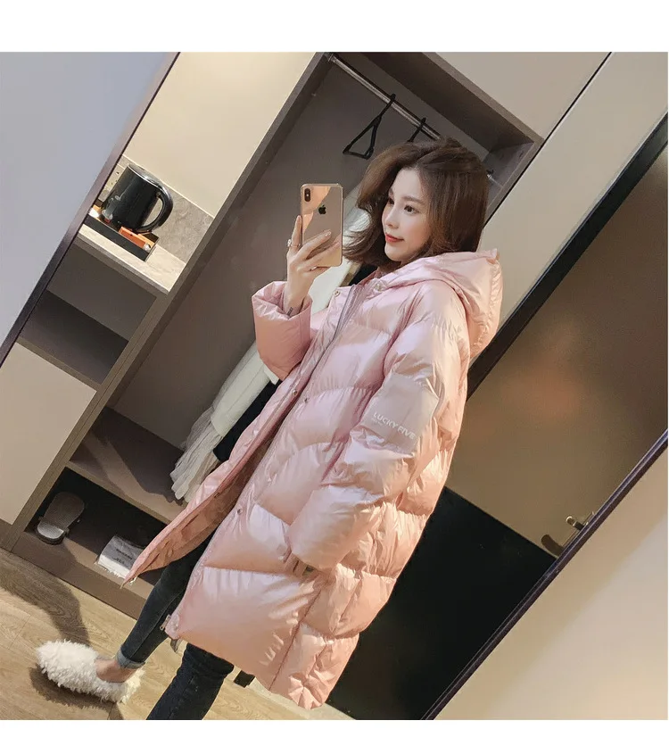 Женский теплый пуховик с надписью lucky five модная Повседневная Длинная Куртка