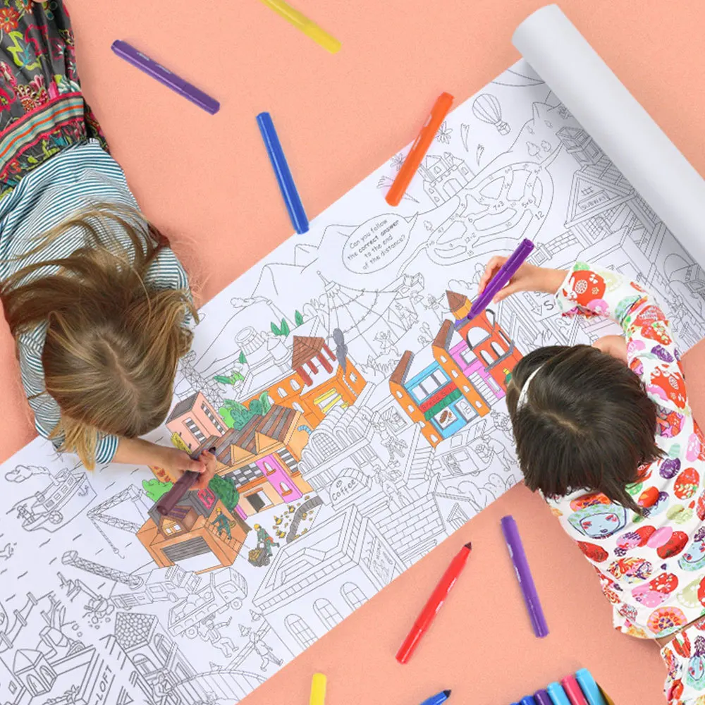 Детские игрушки для рисования 10 м большой цветной плакат детская мультяшная