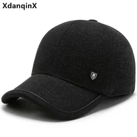 new winter mens warm earmuffs hat plus velvet fluff baseball caps snapback cap adjustable size casual cold proof cotton hats