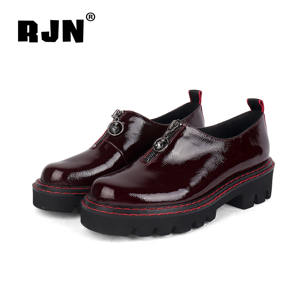 Туфли лодочки RJN из лакированной кожи с застежкой молнией и круглым носком