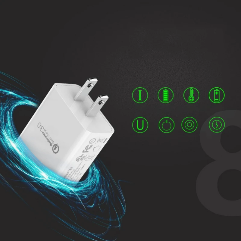 Портативный 5В 3а USB настенное зарядное устройство один порт QC3.0 Быстрая зарядка