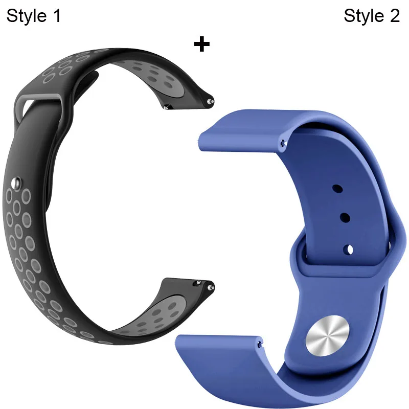 Black grey-Blue Ремешок для Xiaomi Amazfit Pace Stratos GTR 47 мм для huawei GT 2 46 мм Honor Magic Dream ремешок для samsung gear S3 Galaxy 46 мм - Цвет: Black grey-Blue