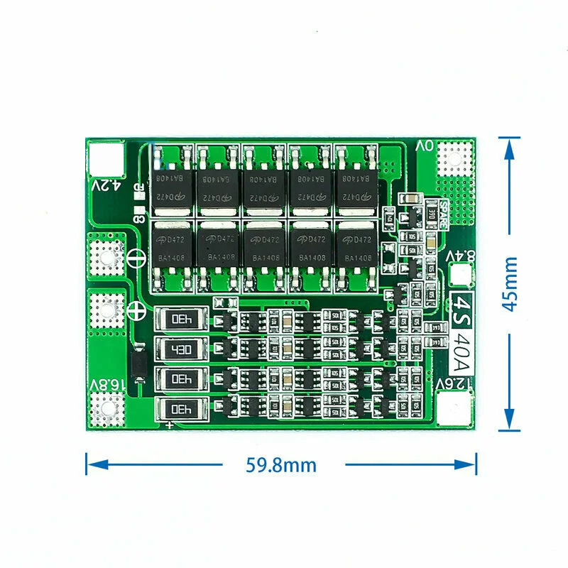 40A 18 1 V 4S литий ионный аккумулятор 18650 BMS Щит защиты печатной платы баланс