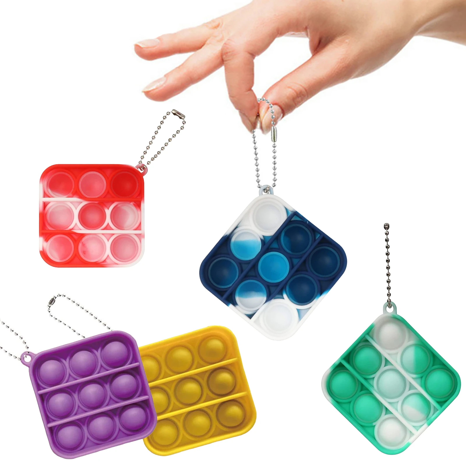 

Mini Push Pops Bubble Sensory Toy Keychain Autism Squishy Stress Reliever Toys for Adult Kids Relief Funny Pop-it Fidget Toys