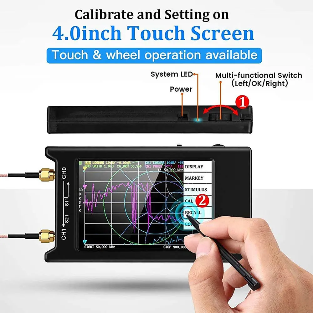 NEW Vector Network Analyzer Nanovna-H4 Antenna 50KHz~1.5GHz with 4&quotTouch Screen HF VHF UHF Wave Measuring Parameters Voltage |