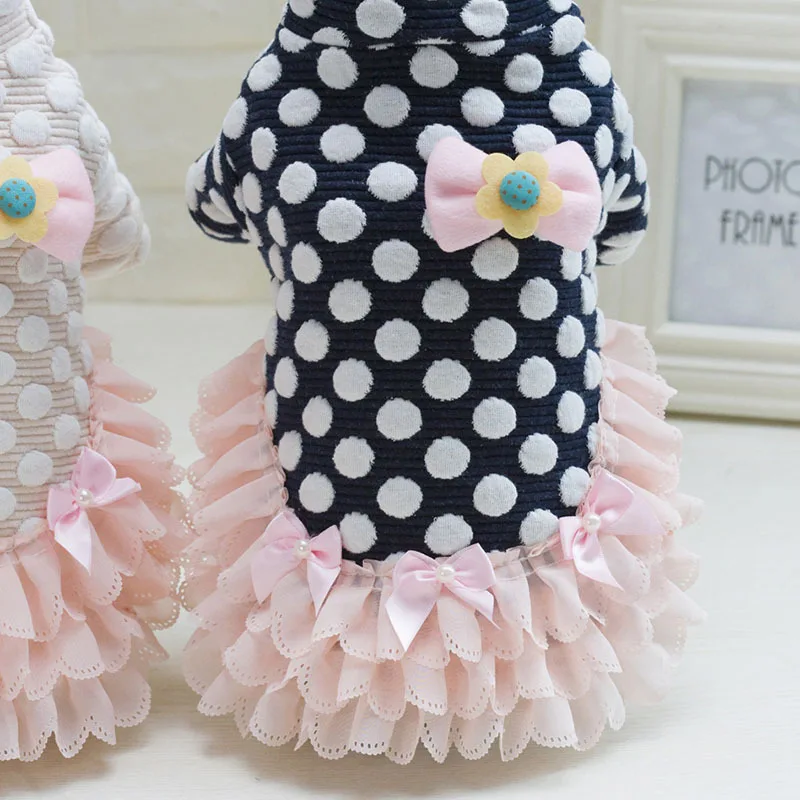 Платье для собаки Тедди Осень Зима Одежда принцесса Бишон Pettiskirt одежда домашнего