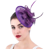 flower sinamay hat bridal hair accessories elegant new purple cocktail fascinator for party kentucky handmade syf358