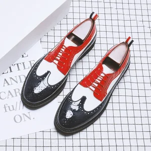 Мужские повседневные туфли известного бренда для вечеринки, ночного клуба, лакированные кожаные туфли bullock, броги, оксфорды, обувь с острым носком, кроссовки большого размера