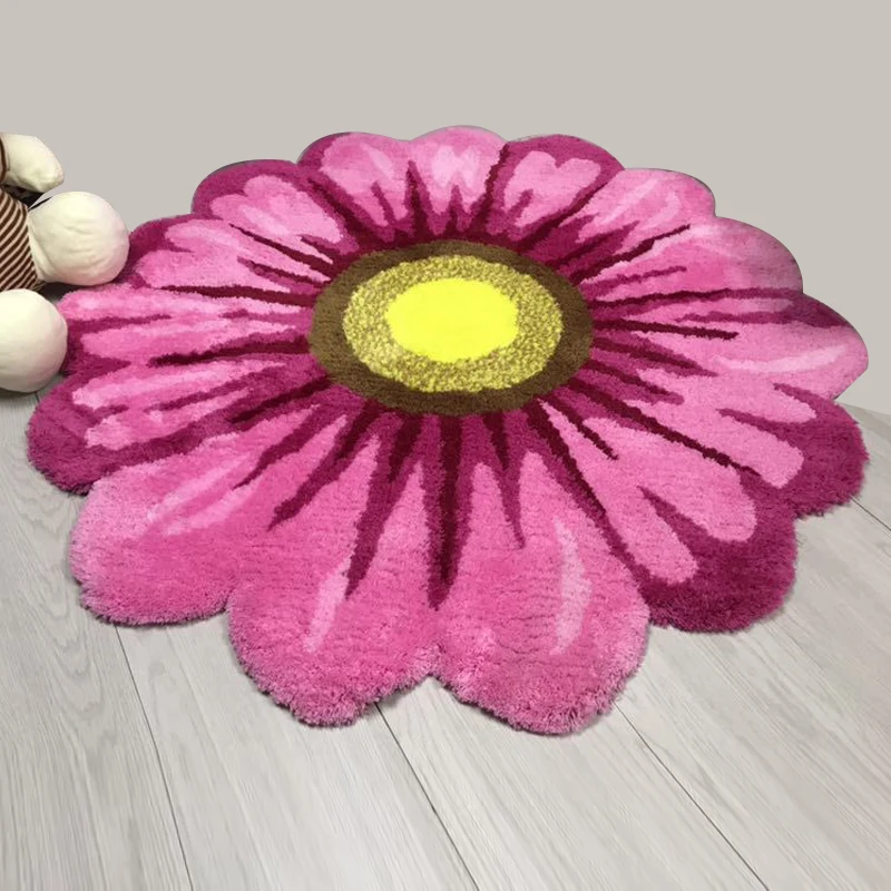 3d peony pattern thick carpet nordic art flower rug soft flocking daisy rug for living room bedroom anti slip hallway door mat free global shipping
