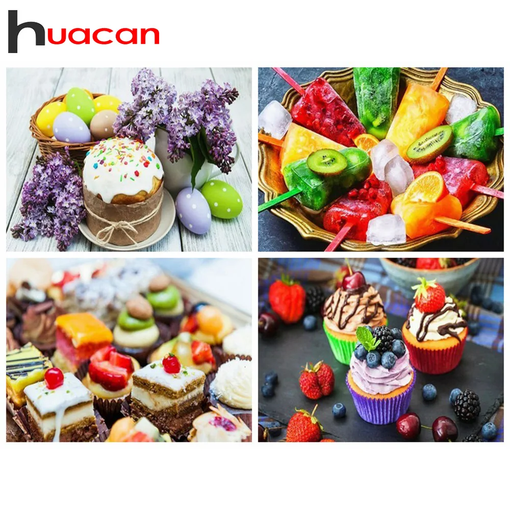 Huacan алмазная вышивка полная выкладка торт картина стразами мозайка питание