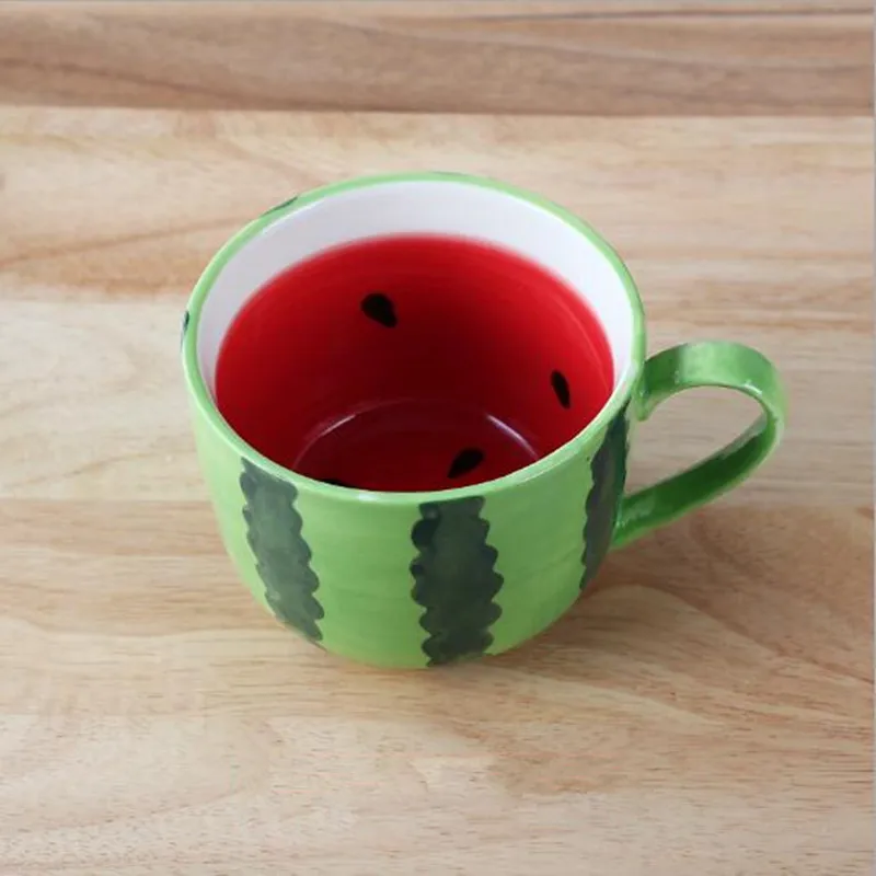 

400ml Large Capacity Fruit Coffee Mug Watermelon Orange Lemon Shaped Breakfast Cup Cartoon Creative Ceramic Tea Milk Mug Gift