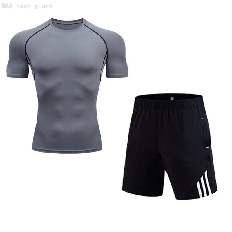 

2021 New Casual Short Suit Men's Jogging Suit Short T-shirt Pants 2-pc /set Men's Beachwear Sweat Dries Quickly Tracksuit Men