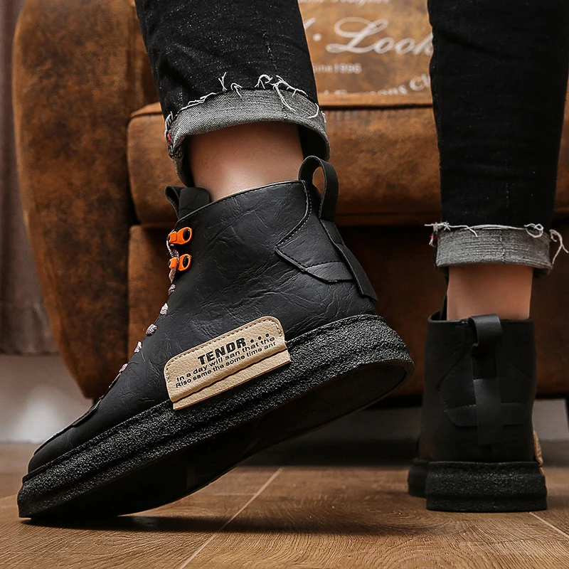 

Lcxmnd men's shoes winter Plush warm cotton shoes leisure shoes high top board shoes thick soled short boots fashionable shoes