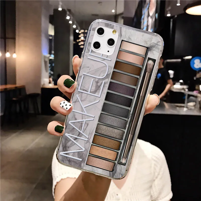 

Makeup Eyeshadow Palette Phone Case For iPhone 11 12Pro Max XR XS Max Matte Soft Silicone Cover For iPhone 7 8 6S 6 Plus SE 2020