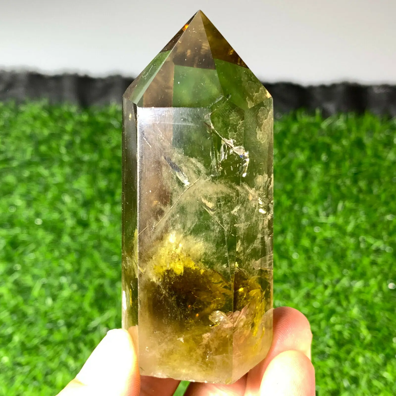 Varita de cristal de obelisco de cuarzo citrino ahumado Natural, punto curativo, 60-70g