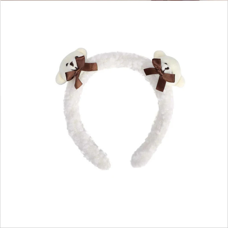 

Cartoon bear bunny rabbit ears face wash headband female cute funny headband hairpin net red hair with headdress hair accessorie