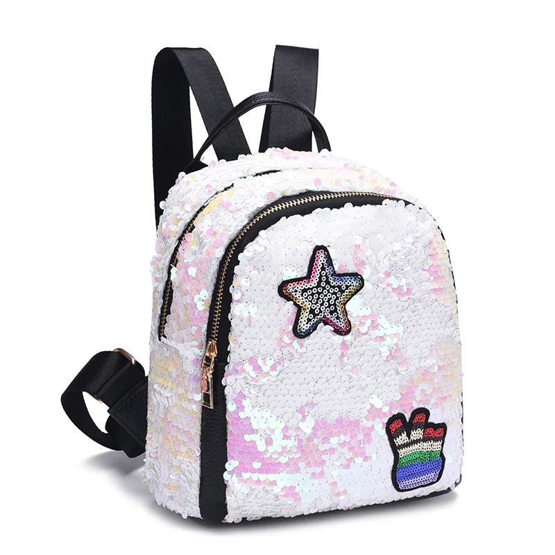 

Korean Luxury sequins Star mini small double Shoulder backpacks street bag Cute Cartoon sequin travel bag children's backpack