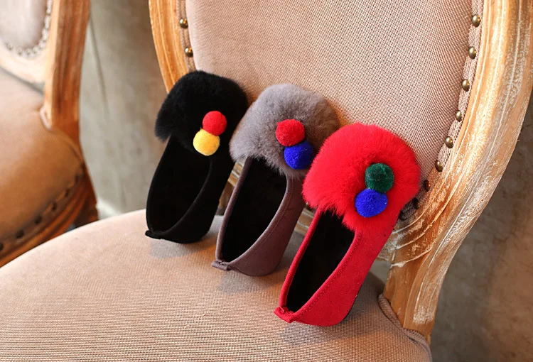 

2019 Autumn and Winter New Fur Warm Children's Flat Shoes FashionTrend Ball Comfortable Wear Children's Shoes Casual Shoes Kids