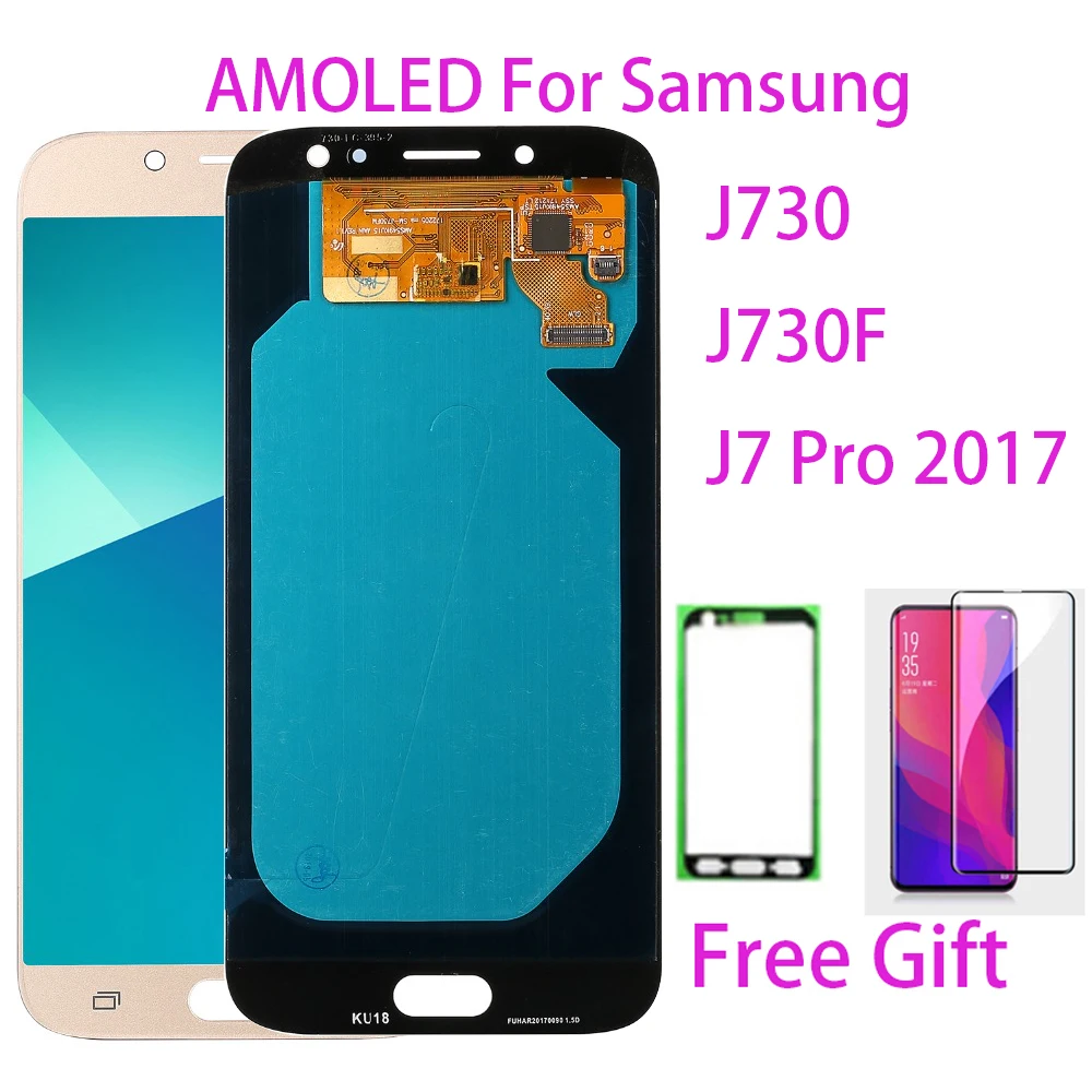 ЖК-экран AMOLED для Samsung Galaxy J7 Pro 2017 дигитайзер сенсорного экрана J730F J730FM рамка
