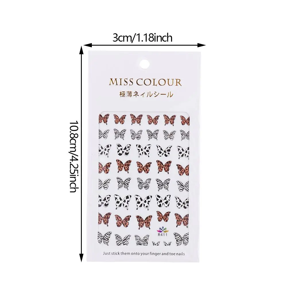 

1PC Black White Milk Cow Pattern 3D Nail Stickers Geometrics Adhesive Leopard Butterfly Decals Sliders Wraps DIY Decorarion