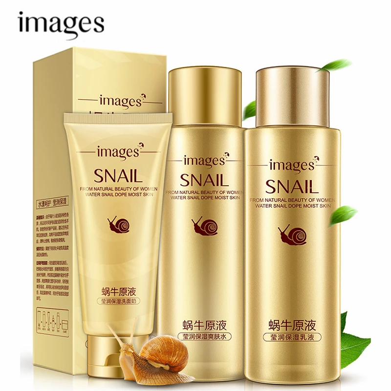 Изображения 3 шт. лицо улитки наборы для ухода за кожей гиалуроновой кислотой