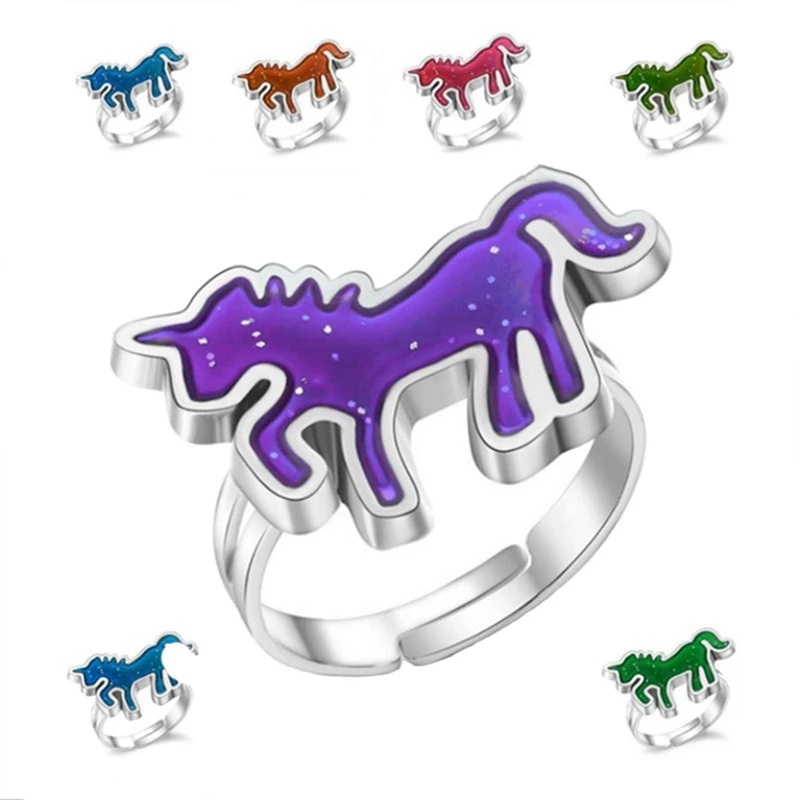 1 шт. кольцо с изменением цвета единорога эмалью эмоциями и чувствительностью