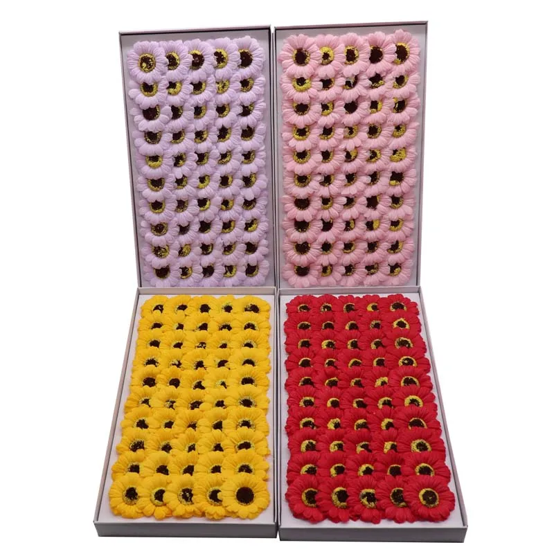 

50Pcs/Lot 5Cm Soap Artificial Gerbera Daisy Head Silk Flower Home Wedding Decor Bouquet Party Home Decoration Soap Fake Flowers