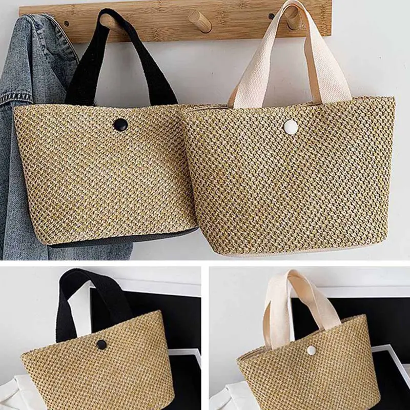 

Women Straw Bag Handmade Basket Woven Tote Large Capacity Summer Bohemia Beach Bags Luxury Brand Lady Bag