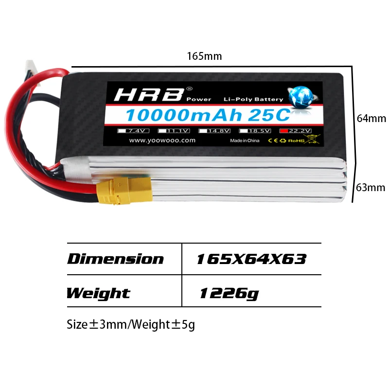 hrb lipo 3s 4s 6s батарея 10000mah 12000mah 16000mah 22000mah 111 v 148 v 222 v xt60 t deans xt90 rc з