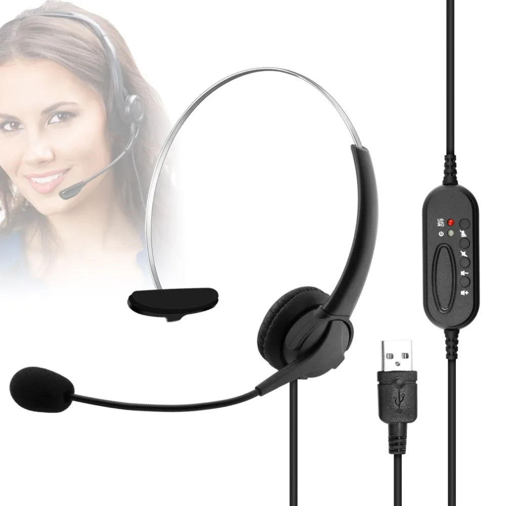 

USB Earphones Handsfree Headphones With Mic Headset Noise Cancelling Adjustable Call For Gaming headset Computer Business Gamer