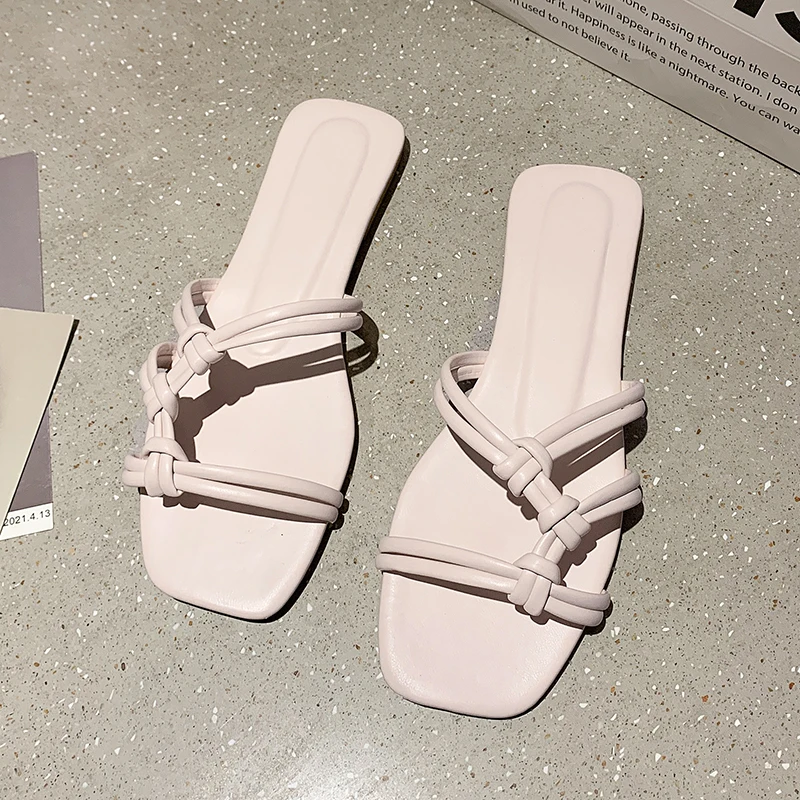 

Size 36-42 Large size women's shoes 41 fat feet student summer flat slippers female open-toed beach sandals and slippers