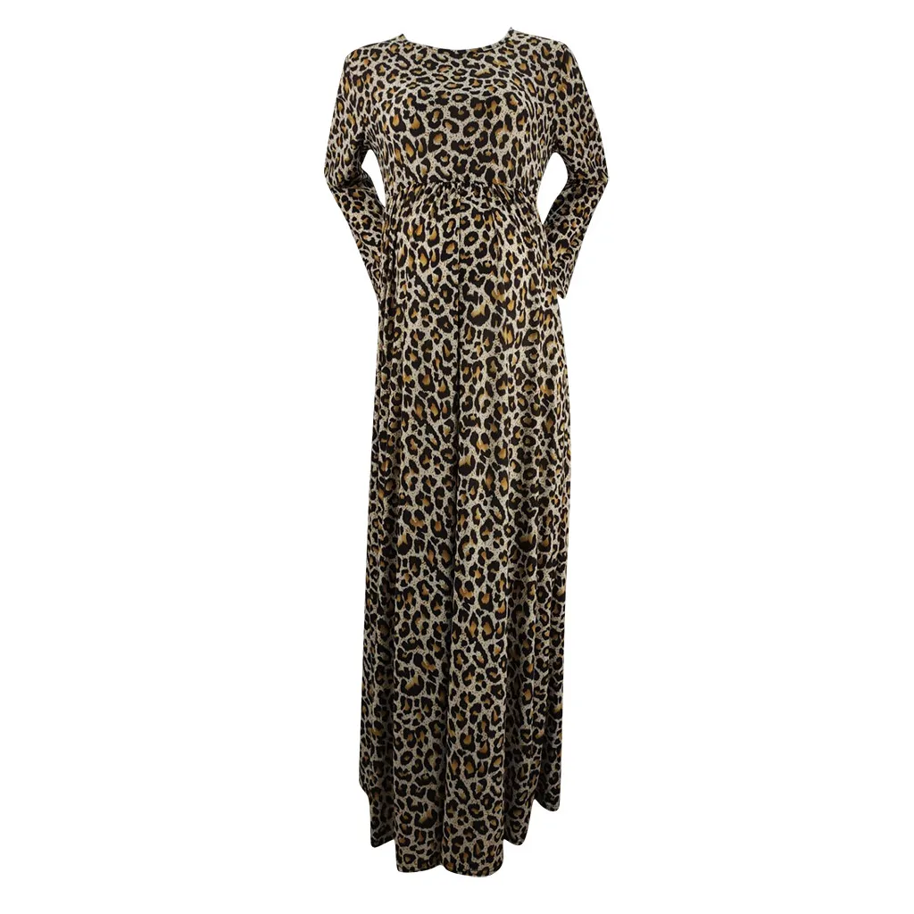 Платье для беременных Материнство Одежда женское леопардовое платье с длинным