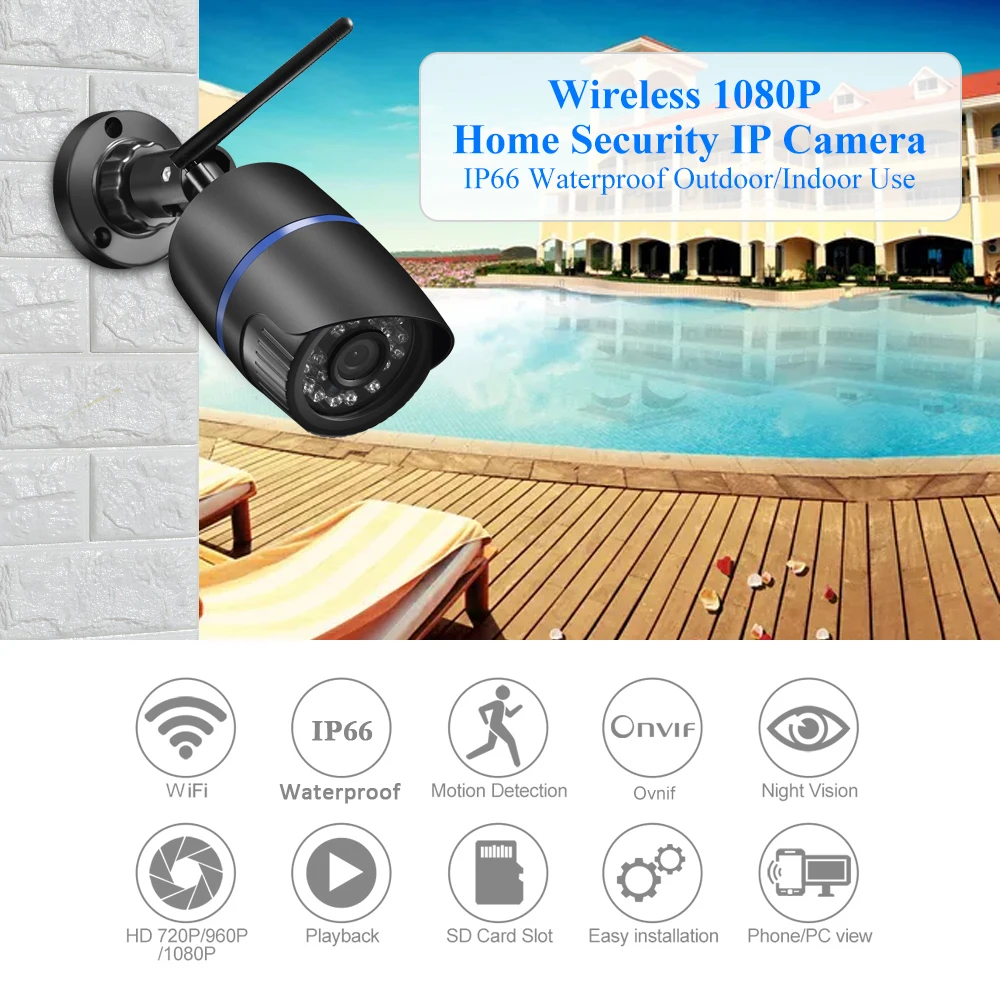 Wi Fi IP камера AZISHN Yoosee 720P 960P 1080P беспроводная проводная P2P цилиндрическая наружная