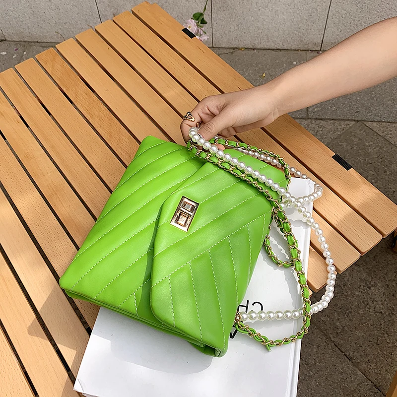 

Luxury Brand Pearl 2021 Fashion New Female Tote Bag Quality Pu Leather Women's Designer Handbag Chain Shoulder Messenger Bags