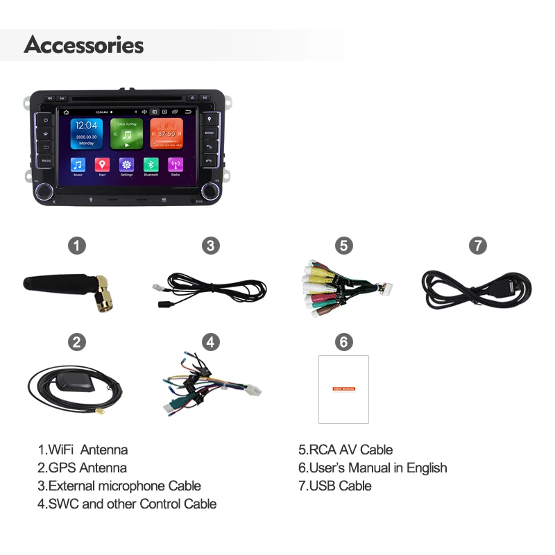 7-дюймовый Android 10 для VW Magotan Passat Jetta Golf Skoda Auto Radio 2DIN 4 Гб + 64 ГБ Mirror Link WIFI 3G Mp5 4G CarPlay/Android
