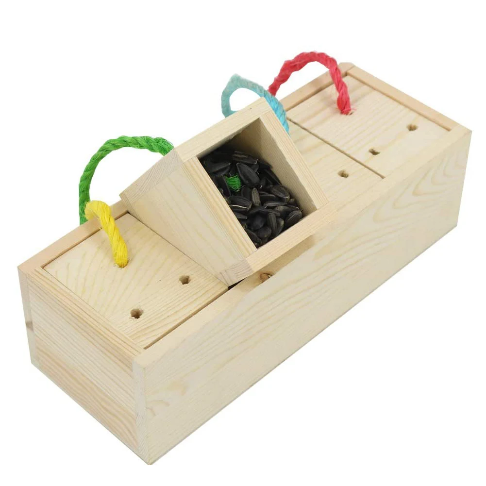 

Wooden Bird Toys Parrot Foraging Wooden Boxs Bird Intelligence Toys Feeding Training Toys for Parrot Canary Interactive Toys