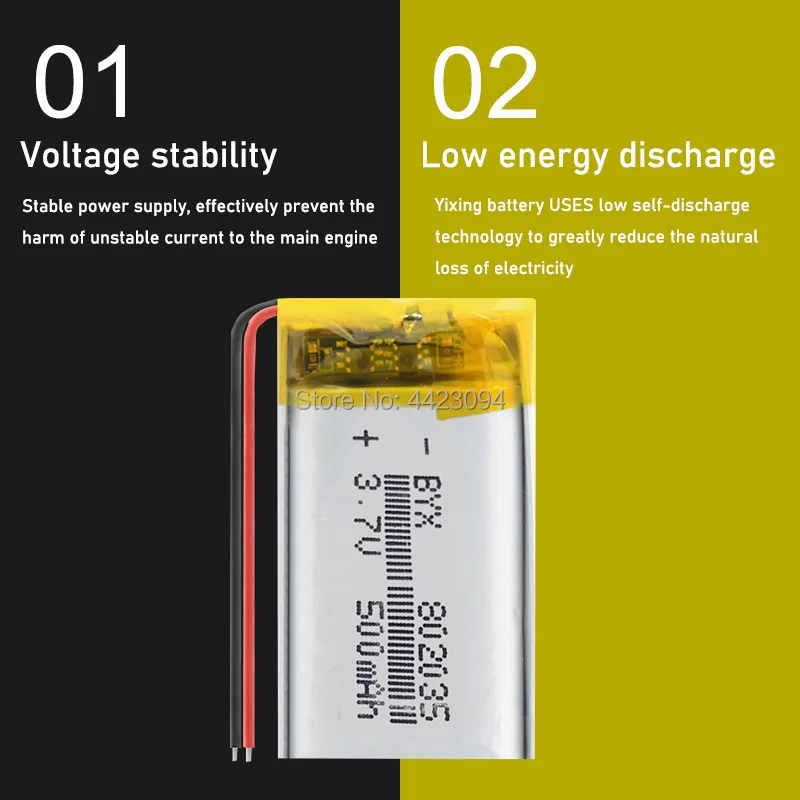 3 7v 500mah 802035 polymer lithium ion battery for mp3 mp4 dvr dvr toys mio mivue 536 mio 518 recorder mirror dvr phone speaker free global shipping