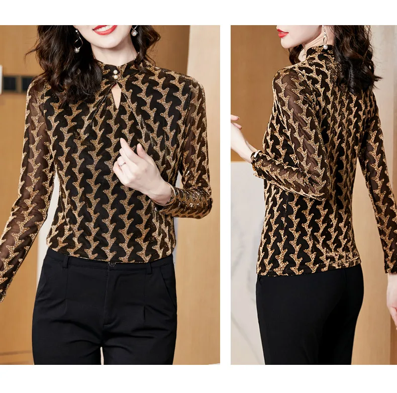

Women's Blouse Print O-neck Girl's Shirt New Korean Casual Long Sleeve Leopard Loose Top Fashion Lady Blusas Summer Houthion