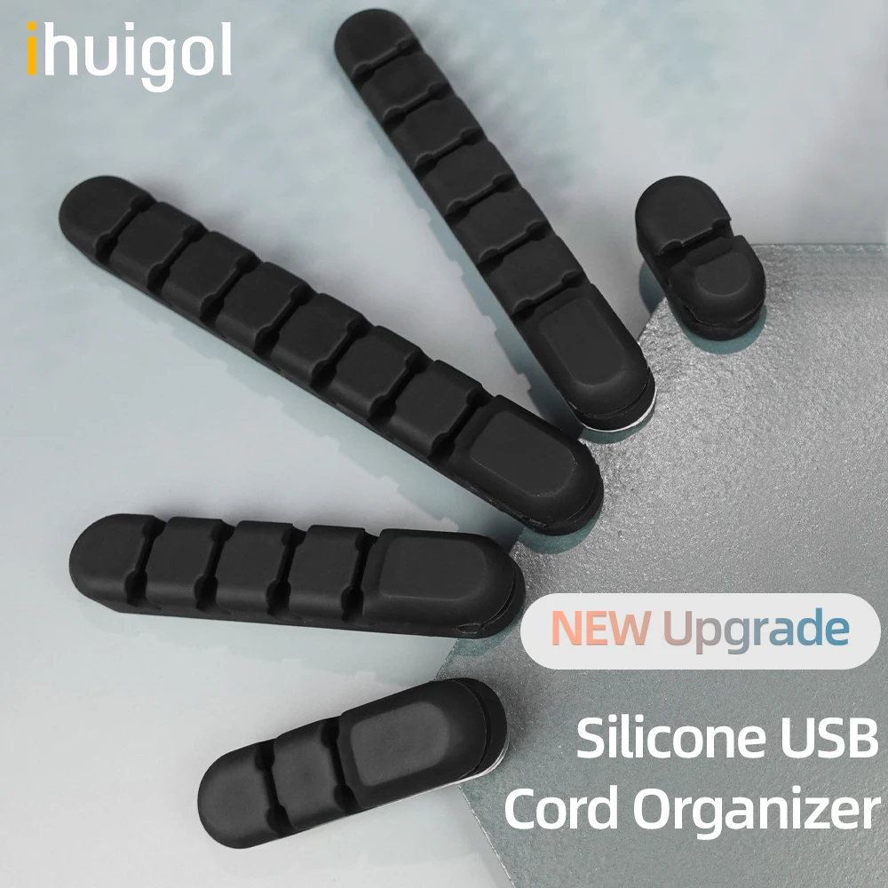 

ihuigol USB Cable Organizer Management Clips 2/3/5/7/8 holes Cable Holder Silicone Wire Winder For Headphone Mouse Keyboard Cord