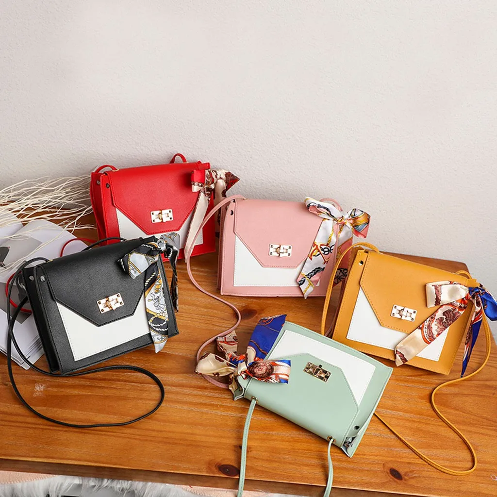 

DAIGELO Ladies Contrast Color Scarf Small Square Bag Branded Women's Shoulder Bags Shoulder Purses And Handbag Women Clutch Bags