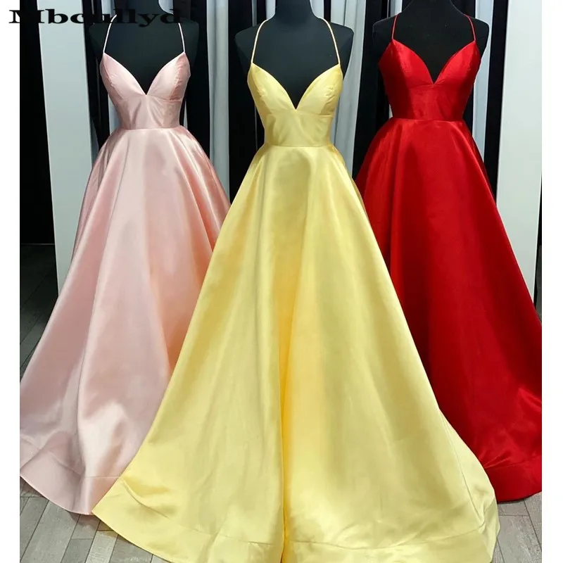 Mbcullyd трапециевидные Выпускные платья 2020 новые атласные вечерние на бретелях