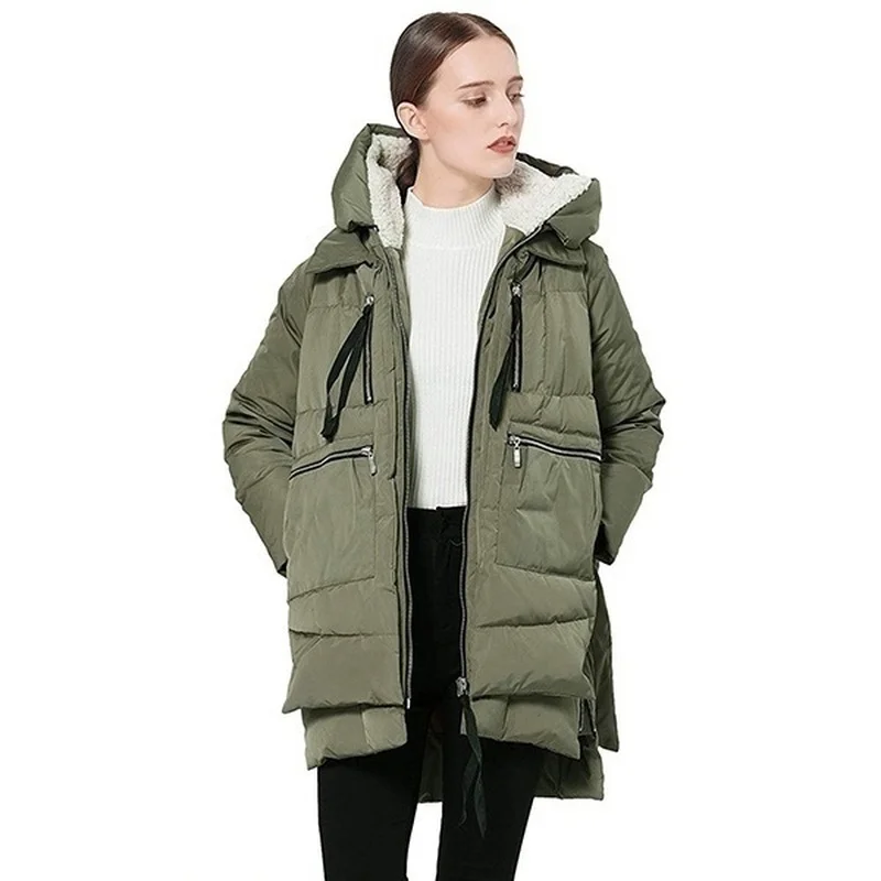 

ZOGAA Winter Women Down Parkas Jacket Cotton Warm Thicken Hooded Coat Women Loose Casual Long Thicken Outerwear with Big Pockets