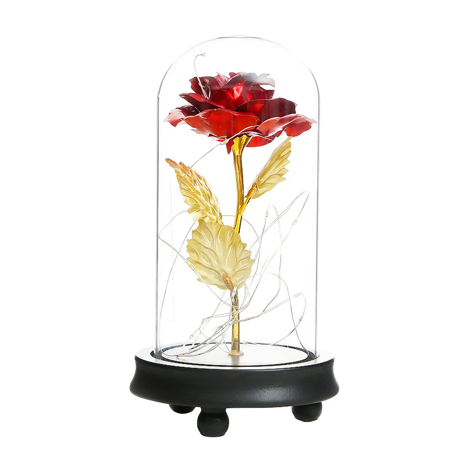 

Forever Enternal Red Rose Flower in Glass Dome Elegent Flower LED Lamp Night Light Valentines Gift for Her