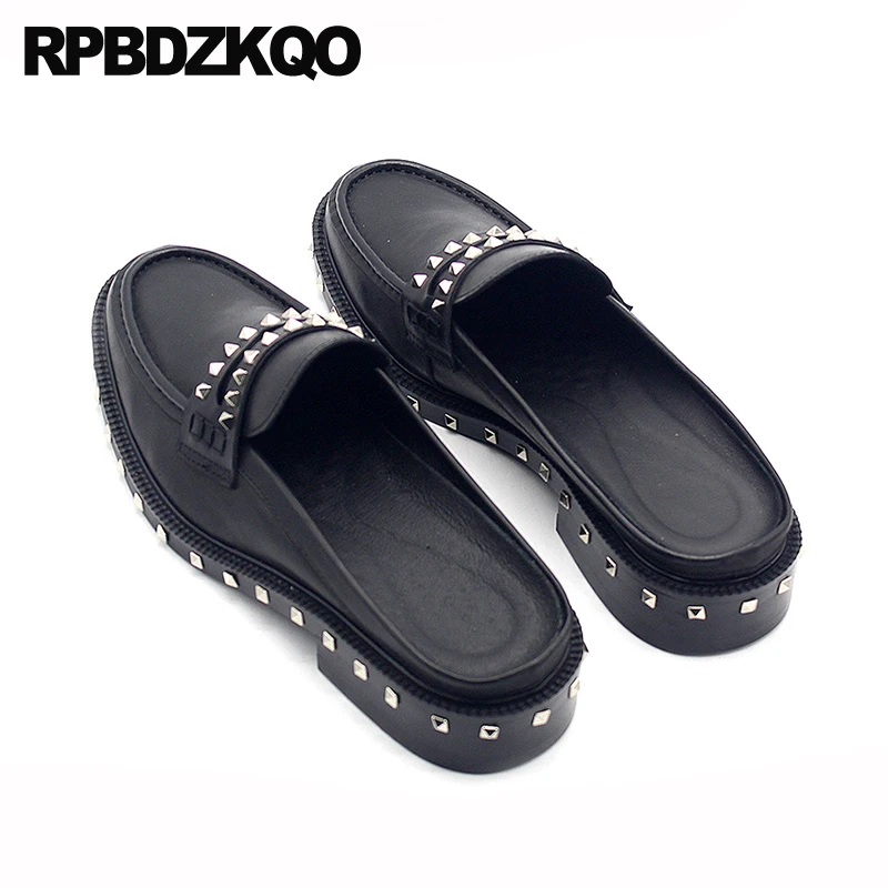 Мюли мужские из коровьей кожи модельные туфли металлическая подошва с