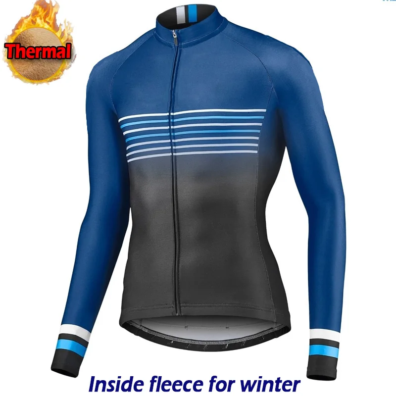 Зимние Термальность Велоспорт Джерси футболка с длинными рукавами Спортивная